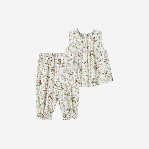 【莱赛尔】英氏儿童套装夏季透气女童背心上衣束脚长裤鲜花印花休闲可爱套装 商品图4