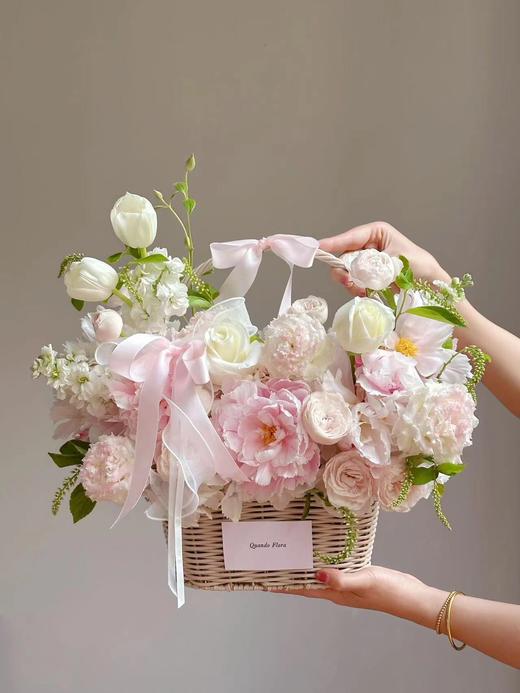 法式田园风椭圆横把花篮/蝴蝶结配饰 商品图1