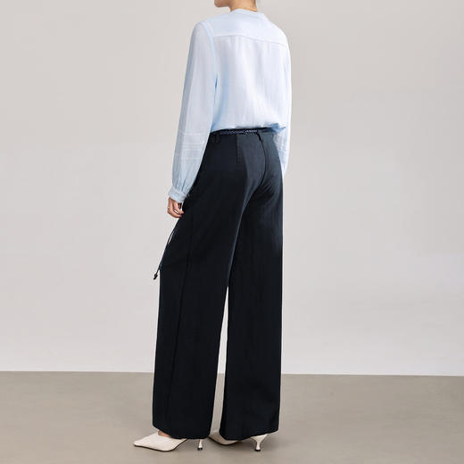 「高货wl」全新升级【铂金会员293/天猫399/差价106】(20701)洛诗琳小众冰感天丝棉麻阔腿裤2026新款高腰通勤直筒裤女 商品图3