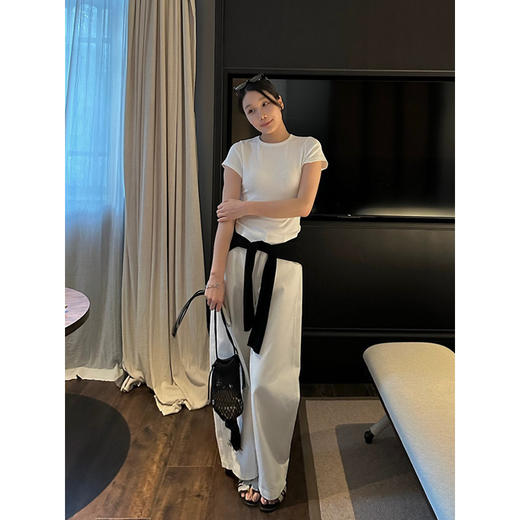 雀说天丝棉圆领正肩休闲T恤新款纯色百搭显瘦短袖上衣 WAL6228 商品图2