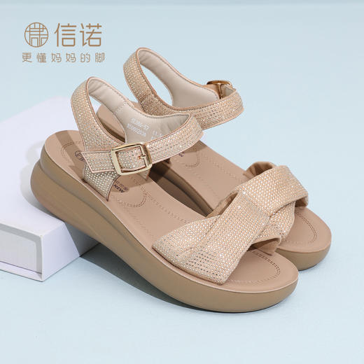 信诺时装妈妈凉鞋中老年洋气外穿沙滩鞋软底舒适女鞋2025新款夏季5L950-57 商品图0