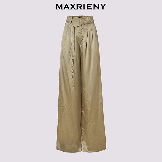 【商场同款】MAXRIENY慵懒温柔垂坠感阔腿长裤军绿色醋酸休闲裤夏(货号:MC86TR252) 商品图4