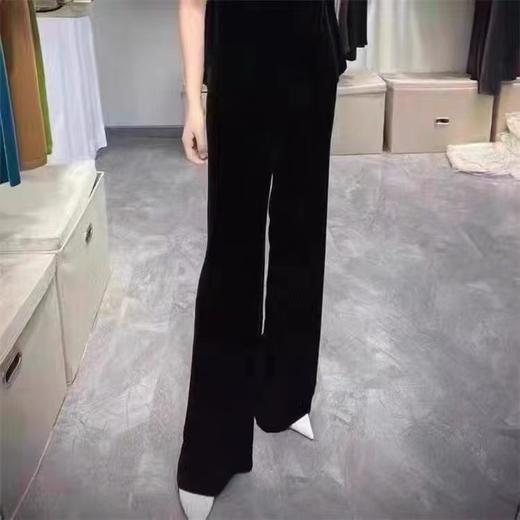 纸片人~100真丝丝绒阔腿裤女高腰垂感宽松显瘦直筒长裤 商品图3