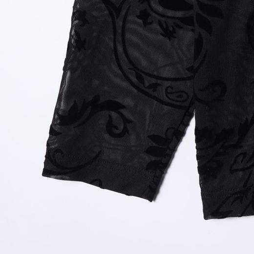 SDSA男装2026新款高贵轻奢时尚个性植绒腰果花卉圆领长袖T恤百搭 商品图2