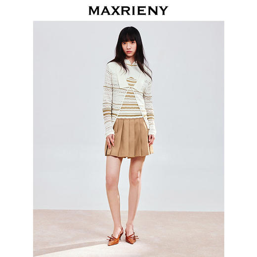 【商场同款】MAXRIENY复古少女a字百褶半裙25夏款收腰短裙波嬉风(货号:MC86SK048) 商品图1