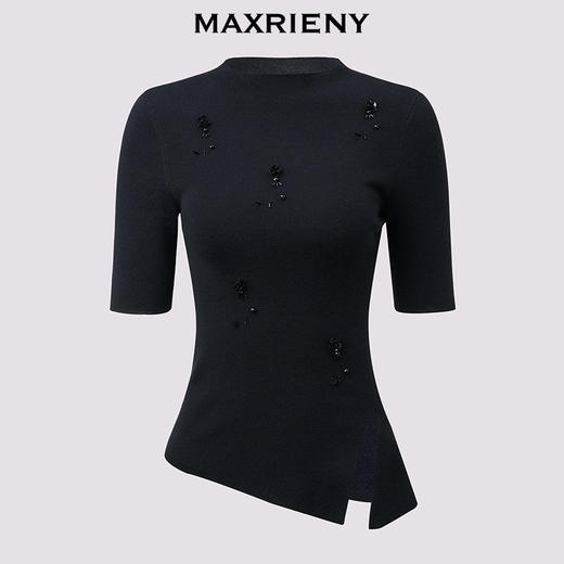 【商场同款-小雏菊系列】MAXRIENY复古简约针织衫黑色修身上衣女(货号:MC86SW025) 商品图4
