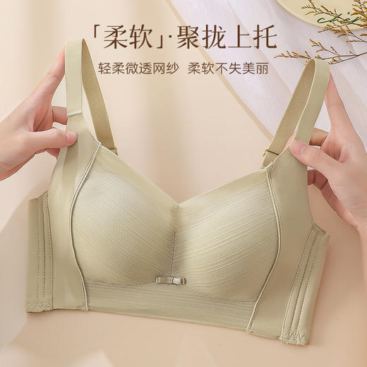 【温变抑菌！聚拢显瘦】大码内衣女大胸显小防下垂收副乳无钢圈夏季超薄蕾丝文胸透气舒适。xa 商品图2