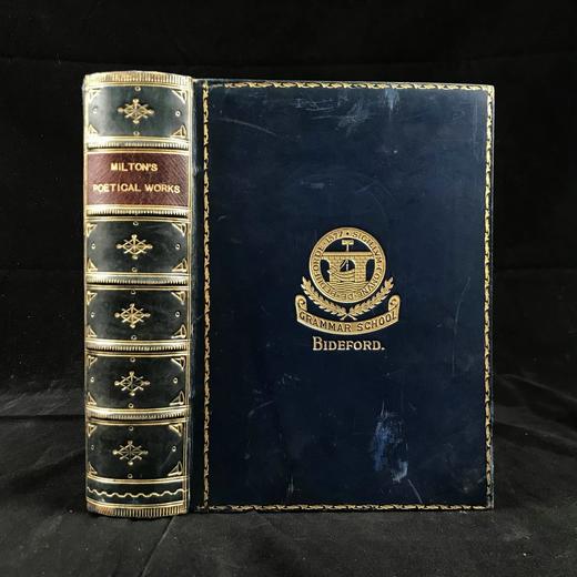 工坊特装本！约19世纪后期 弥尔顿诗集 1幅肖像插图 全真皮精装32开 商品图0