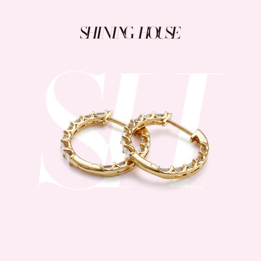 ShiningHouse[培育] 18k金钻石耳饰 刻面形人工真钻人造钻石K金耳钉时尚钻石耳饰耳环悦己送礼臻选【此商品不支持7天无理由退货退款】预计3日发货 商品图0