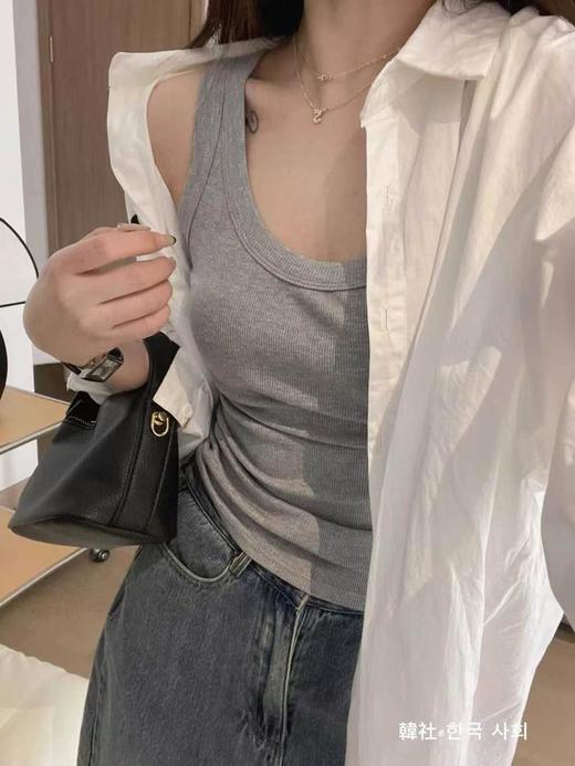 【遮副乳神器 任选3件】女款冰丝U领背心（U领+遮副乳设计 显瘦显腰线显锁骨均码）（80-145斤） 商品图1