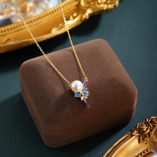 子佩集【珠光瑞彩】银S925珍珠惜王妃套链项链【MLTL044】镀金蓝紫2602 商品图1