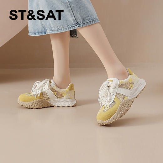 星期六时尚蕾丝拼接厚底阿甘鞋SSD2112EQK 商品图3