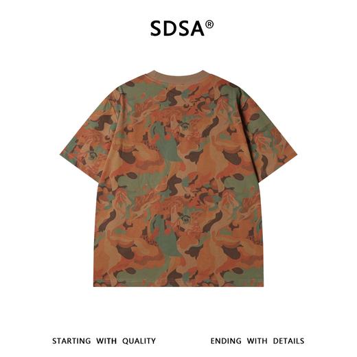 SDSA男装2026新款高贵轻奢美式复古丛林迷彩印花宽松圆领短袖T恤 商品图4