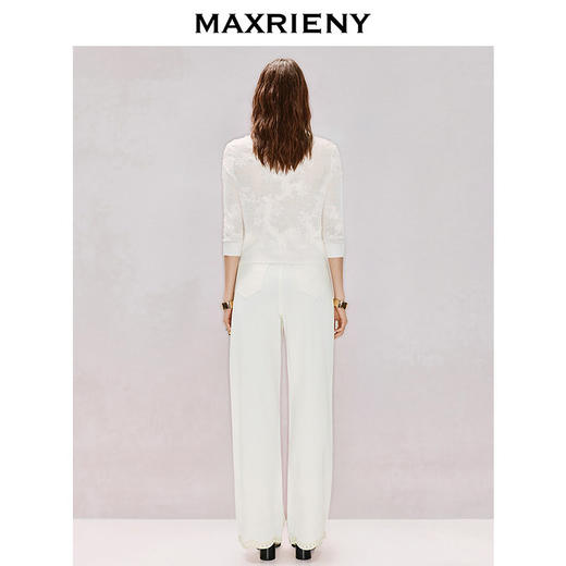 MAXRIENY白色半透轻薄针织开衫2026春季新款贴布绣针织衫毛衣上衣(货号:MF80JA009) 商品图3