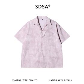 SDSA男装2026新款高贵轻奢潮牌扎染肌理提花翻领短袖衬衫百搭宽松