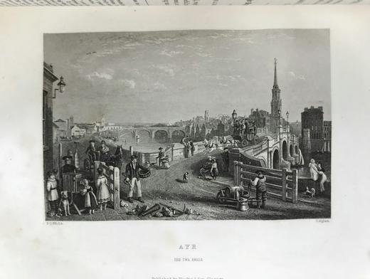 1863年 彭斯作品全集（全2卷） 数十幅版画插图 真皮精装16开 商品图12