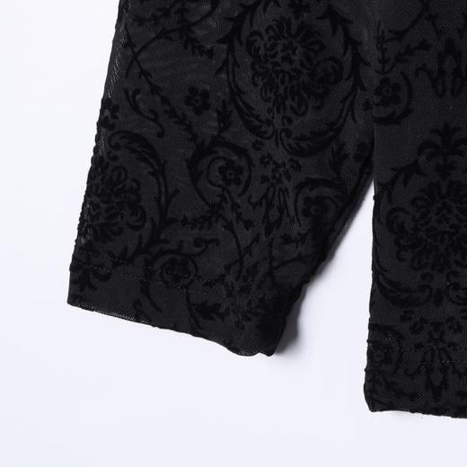 SDSA男装2026新款高贵轻奢简约透气植绒花卉圆领长袖T恤百搭休闲 商品图2