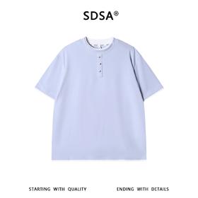 SDSA男装2026新款高贵轻奢潮牌撞色拼接假两件短袖T恤百搭时尚