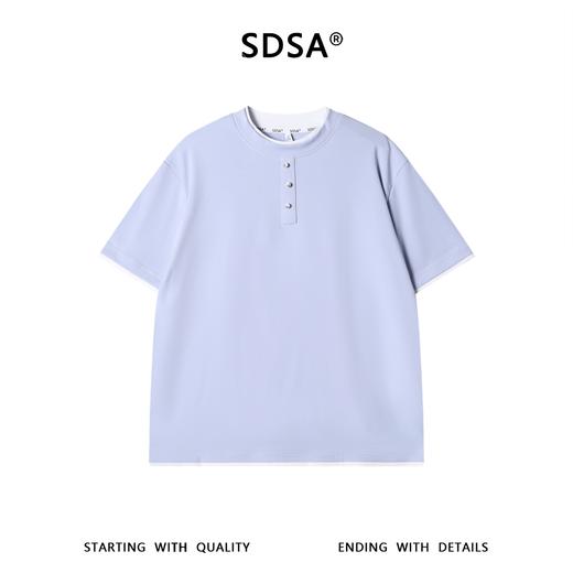 SDSA男装2026新款高贵轻奢潮牌撞色拼接假两件短袖T恤百搭时尚 商品图0