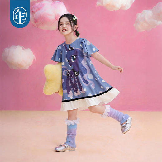 小马宝莉联名年衣童装连衣裙儿童夏季新款女孩公主风卡通裙子短裙 商品图2