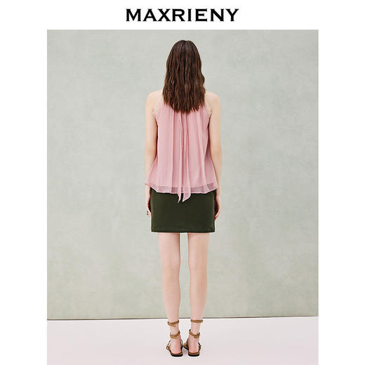 MAXRIENY军绿色半身裙2026年春季新款复古廓形开衩A字裙牛仔短裙(货号:MF80SK017) 商品图3