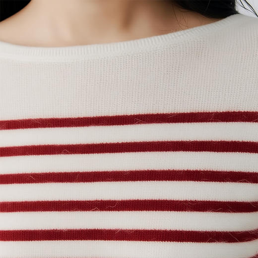 东黎 • 山羊绒女士秋冬条纹船领彩条套衫 3254 商品图7