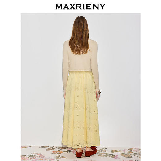 MAXRENY卡其色针织衫2026年春季新款针织开衫荷叶边毛衣短款上衣(货号:MF80JA003) 商品图3