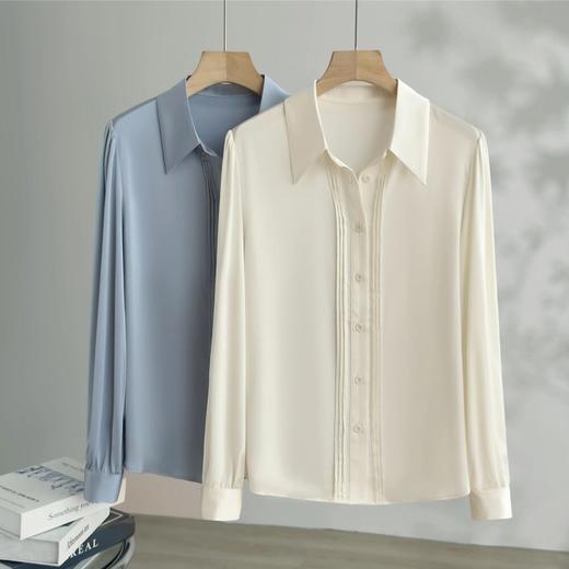 「自」全新升级【铂金会员321/天猫429/差价108】(42932)洛诗琳法式真丝衬衫女2026春季新款气质百搭通勤正肩上衣 商品图0