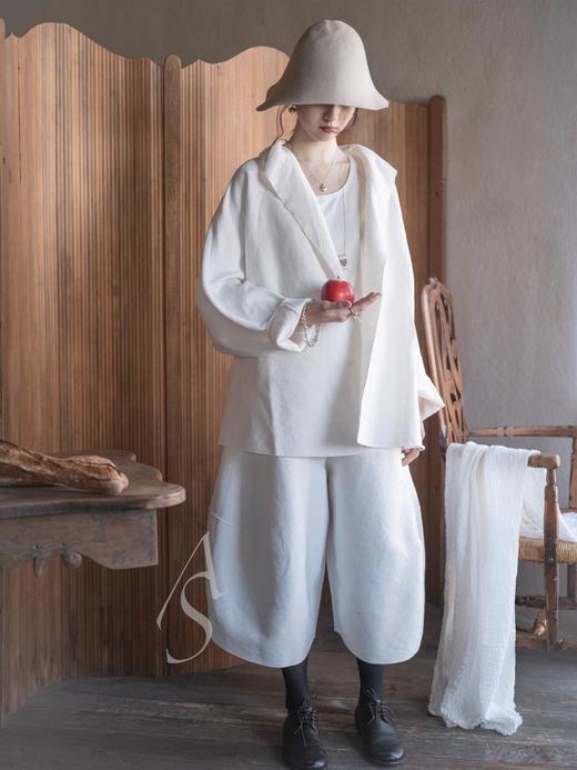 Boboutic 26SS 牛奶白/碳黑丝棉麻廓形裤 商品图2