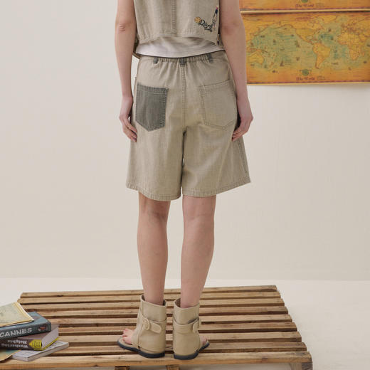 谜底4分牛仔裤短裤2026夏季新品撞色口袋艺术时髦复古女262MJ0613 商品图2