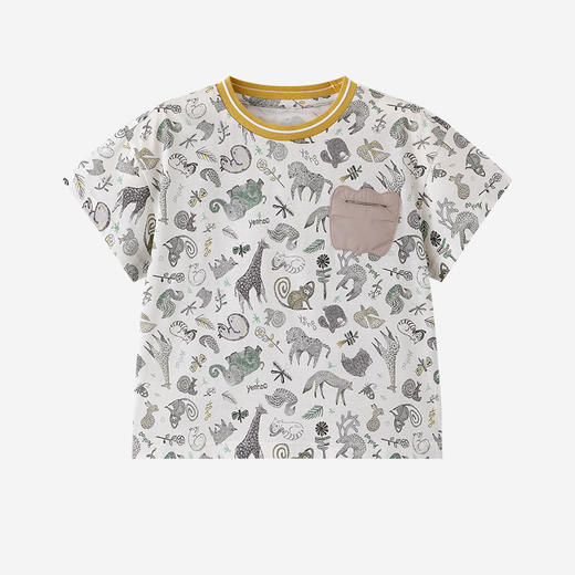 【商场同款】英氏儿童衣服男童夏季短袖T恤纯棉动物印花百搭上衣 商品图4