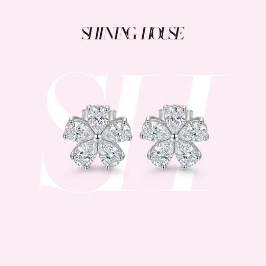 ShiningHouse[培育] 18k金钻石耳饰 梨形橄榄形1.5克拉钻人工真钻人造钻石K金耳钉时尚钻石耳饰耳环悦己送礼臻选【此商品不支持7天无理由退货退款】预计3日发货 商品图0