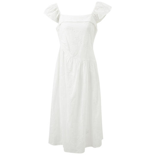 三彩2026夏季新款法式绣花连衣裙飞飞袖度假A字裙浪漫小白裙S 商品图4