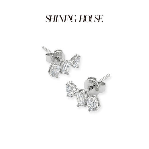 ShiningHouse[培育] 18k金钻石耳饰 刻面形人工真钻人造钻石K金耳钉时尚钻石耳饰耳环悦己送礼臻选【此商品不支持7天无理由退货退款】预计3日发货 商品图1