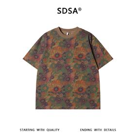 SDSA男装2026新款高贵轻奢小众设计彩色满印花卉圆领短袖T恤百搭