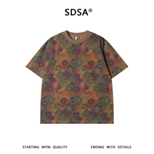 SDSA男装2026新款高贵轻奢小众设计彩色满印花卉圆领短袖T恤百搭 商品图0