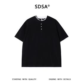 SDSA男装2026新款高贵轻奢潮牌撞色拼接假两件短袖T恤百搭时尚