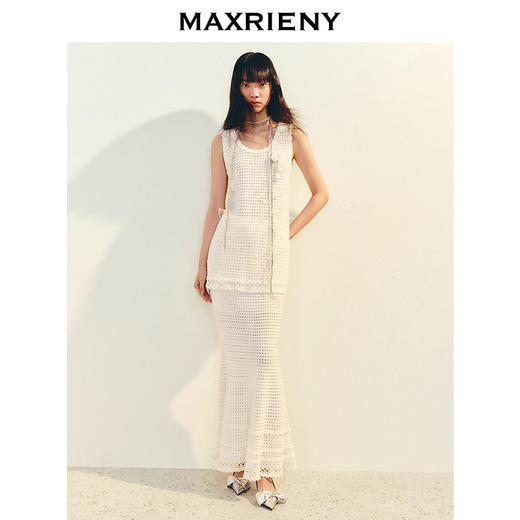 【张靓颖同款】MAXRIENY宫廷甜美手钩花边毛衫女修身显瘦上衣(货号:MC86SW004) 商品图1