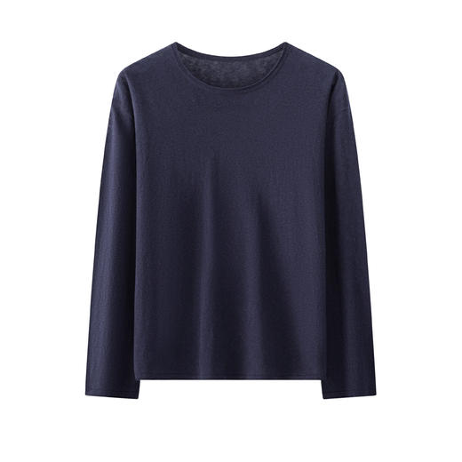 【门店同款】简约风竹节麻女圆领舒适柔软吸湿排汗百搭长袖针织衫 商品图1