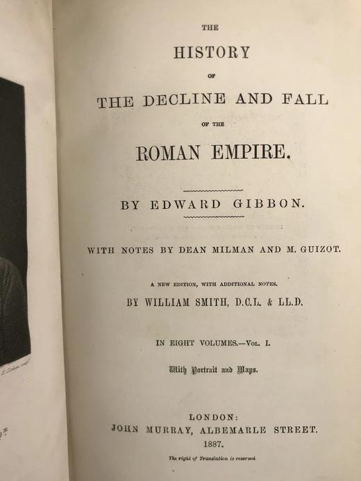 工坊特装本！含藏书票！1887年 爱德华·吉本《罗马帝国衰亡史》（全8卷）威廉史密斯古典注本  1幅肖像插图 全真皮精装大32开 商品图7