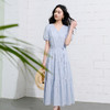 【100棉】三彩2026夏季新款法式绣花连衣裙短袖度假A字裙长裙S 商品缩略图2