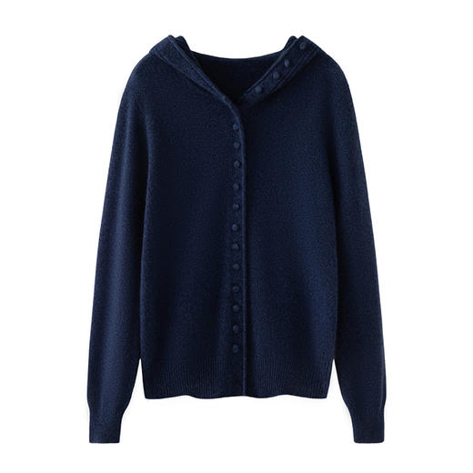 100 山羊绒慵懒风连帽针织开衫外套女CYR25032 商品图4