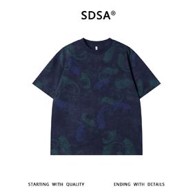 SDSA男装2026新款高贵轻奢潮牌撞色腰果印花圆领短袖T恤宽松休闲