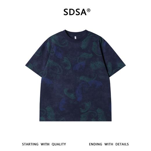 SDSA男装2026新款高贵轻奢潮牌撞色腰果印花圆领短袖T恤宽松休闲 商品图0