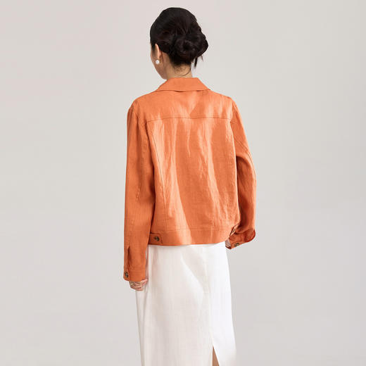 「高货wl」全新升级【铂金会员321/天猫429/差价108】(21025)洛诗琳亚麻老钱风短外套2026新款气质压褶工装风衬衫外套 商品图2