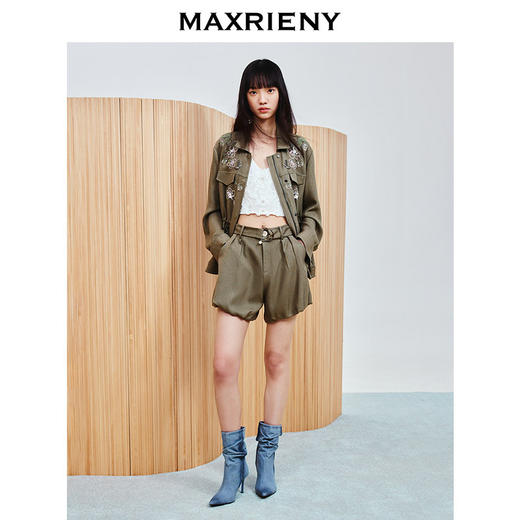 【商场同款-春游记】MAXRIENY金属环本布腰带花苞短裤25夏波嬉风(货号:MC86PA006) 商品图1