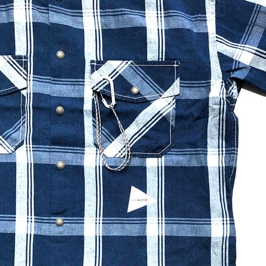 and wander indigo check SS shirt 透气抗皱机能性格子短袖衬衫 商品图2