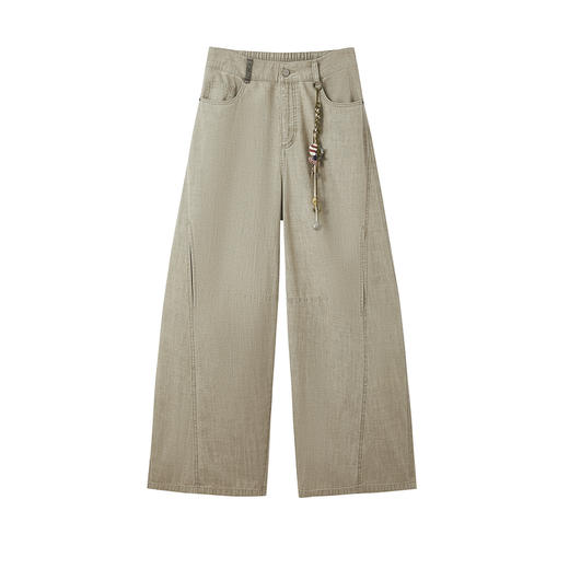 谜底阔腿牛仔裤长裤2026夏新品口袋撞色个性编织挂绳女262MJ0612 商品图4