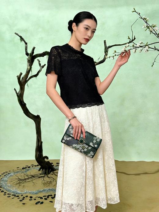 SZ2T01_漆黑色_T 恤_春夏_蕾丝提花修身显瘦_高级女装_BERNIEELEN 伯妮斯茵 商品图1