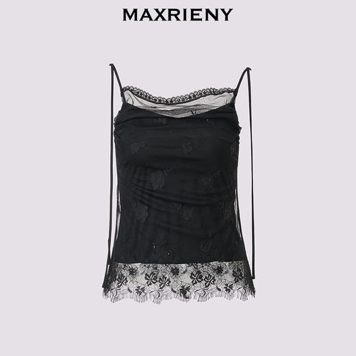 MAXRIENY蕾丝花边吊带上衣女修身显瘦高级气质感2025夏季新款(货号:MS86TP055) 商品图4